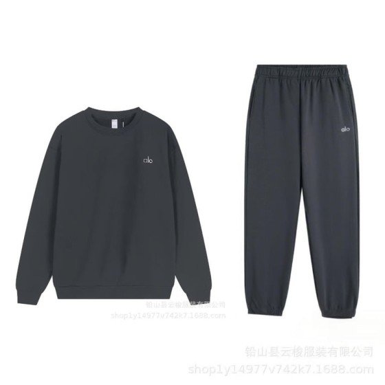 ALO Dark Gray Crew Neck Jogger Suit
